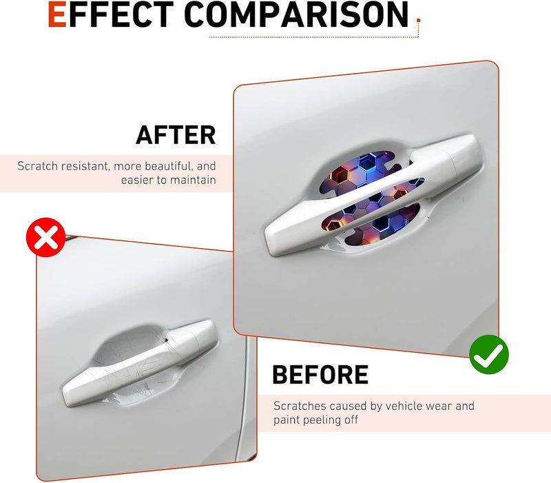 MOXRUQ 8 PCS Car Door Handle Scratch Protectors, Scratch-Proof Door Cup Protectors, Automotive Door Handle Paint Protective Film, Universal for Most Cars (Style 5) - Image 3