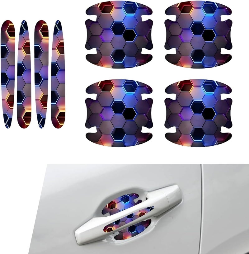 MOXRUQ 8 PCS Car Door Handle Scratch Protectors, Scratch-Proof Door Cup Protectors, Automotive Door Handle Paint Protective Film, Universal for Most Cars (Style 5) - Image 1