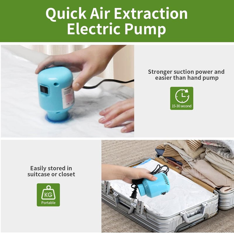 Lisacool Vacuum Storage Bags with Electric Pump Set 8Pack Large Vacuum Seal Bags for Clothing Vacuum Bags for Travel Packing and Home Bedding Blankets Organization - Image 5