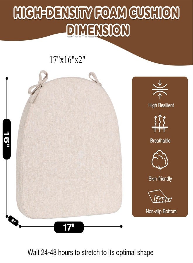 MIDLADE Chair Cushions for Dining Chairs with Ties Removable Cover Non-Slip Bottom U Shaped Kitchen Chair Pads 40D High- Resilience Foam Indoor Seat Cushion 16"x17"x2" 1 Pack Beige Room Office Accessories - Image 2