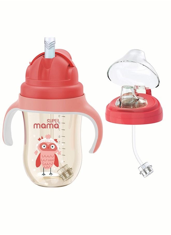 SUPERMAMA PPSU Baby Sippy Cup Boys and Girls Toddler Straw Cups Kids Water Bottle Spill Proof for School Outdoor Or Indoor BPA Free Easy To Hold Red 325ml  - Image 1
