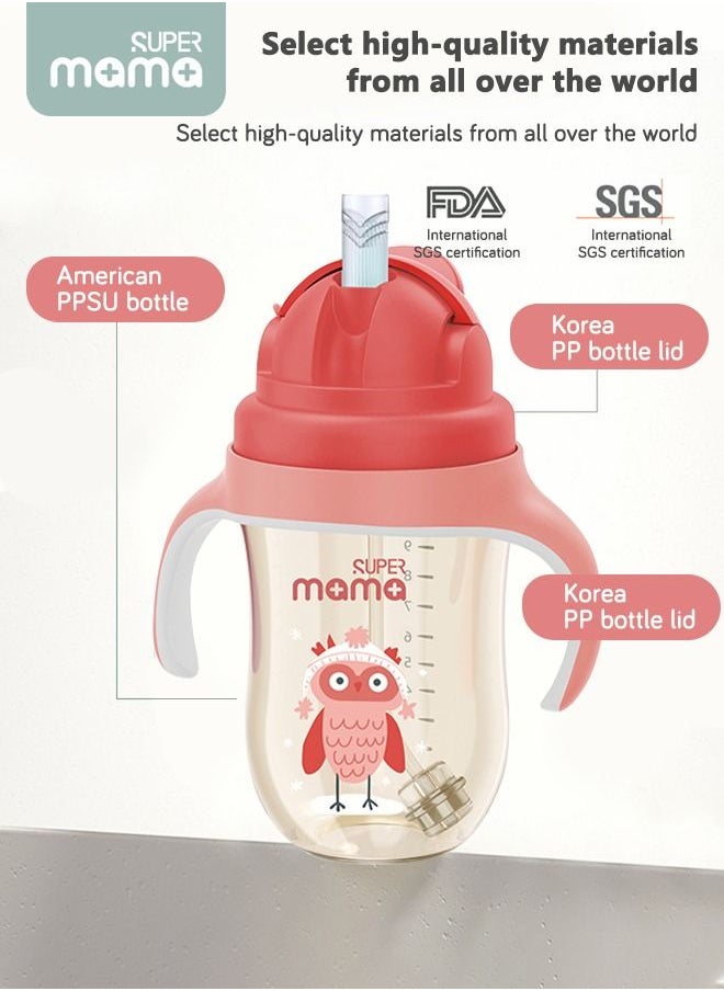 SUPERMAMA PPSU Baby Sippy Cup Boys and Girls Toddler Straw Cups Kids Water Bottle Spill Proof for School Outdoor Or Indoor BPA Free Easy To Hold Red 325ml  - Image 2