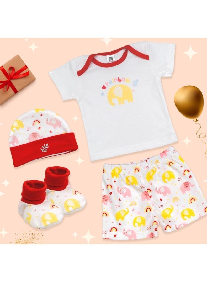Mee Mee New Born Baby Gift Set | Soft Cotton Clothing Essentials for Infants/Baby Girls, Boys | Baby Shower Clothing Hamper (4 Pieces, Red)| Ideal Gift for New Born Baby - Image 3