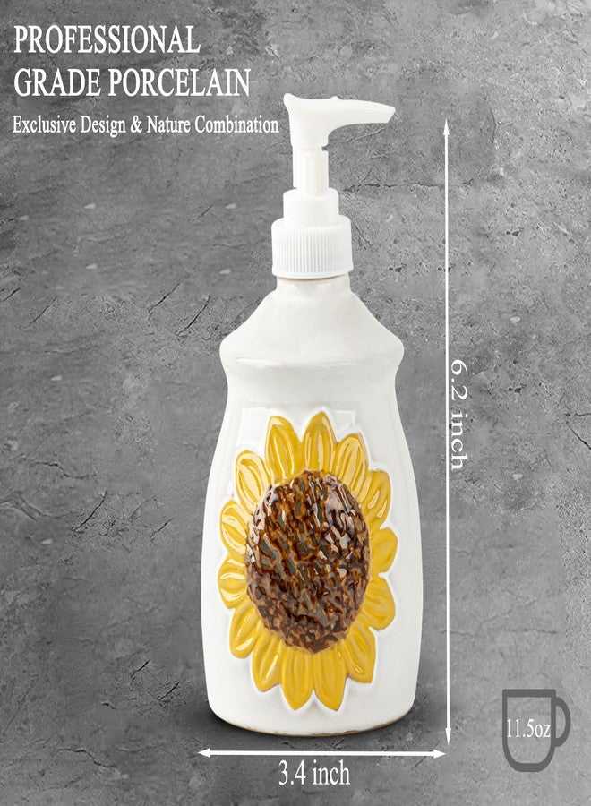 GABROC Sunflower Soap Dispenser Bathroom Cramic Hand Soap Dispensor for Bathroom White Bathroom Soap Dispenser - Image 5