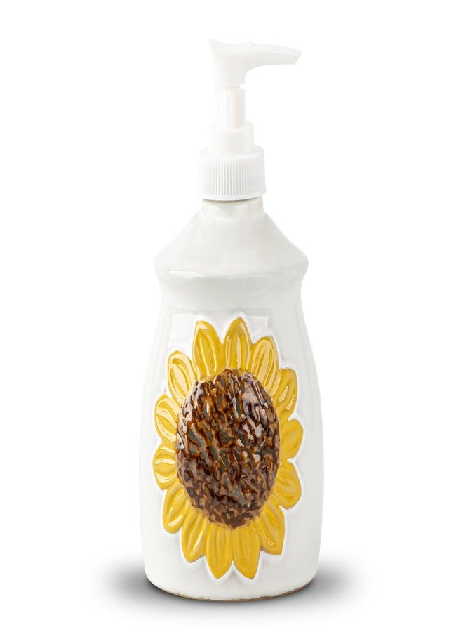 GABROC Sunflower Soap Dispenser Bathroom Cramic Hand Soap Dispensor for Bathroom White Bathroom Soap Dispenser - Image 1