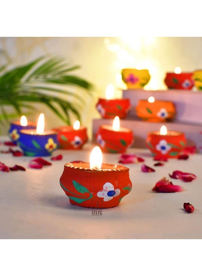 STLYZ Handmade Decorative 30 pcs. Matki Diyas with Wax Filled, Navratri and Diwali Matki Diya, Home Decor Diya, Colourful Festival Diya (Pack of 30) - Image 5