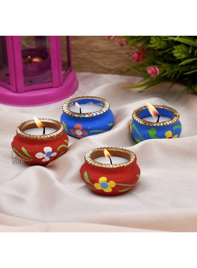STLYZ Handmade Decorative 30 pcs. Matki Diyas with Wax Filled, Navratri and Diwali Matki Diya, Home Decor Diya, Colourful Festival Diya (Pack of 30) - Image 3