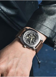 BENYAR Automatic Watches for Men Skeleton Mechanical Leather Strap Mens Watch 30M Waterproof Men's Stylish Gift  - Image 2