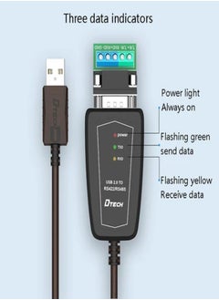 DTech DTECH USB to RS485 Adapter RS422 Serial Port Cable with CP2102 Chip Terminal Board LED Lights Ferrite Core for Windows 11 10 8 7 XP Mac 1.5Meter  - Image 2