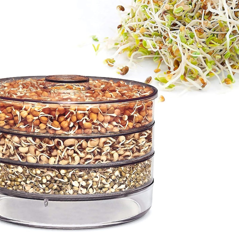 Plastic Sprout Maker Sprout Maker Box Hygienic Sprout Maker With 4 plastic Container Organic Home Making Fresh Sprouts Beans For Living Healthy Life Sprout Maker 4 Bowl Sprout Maker - Image 1