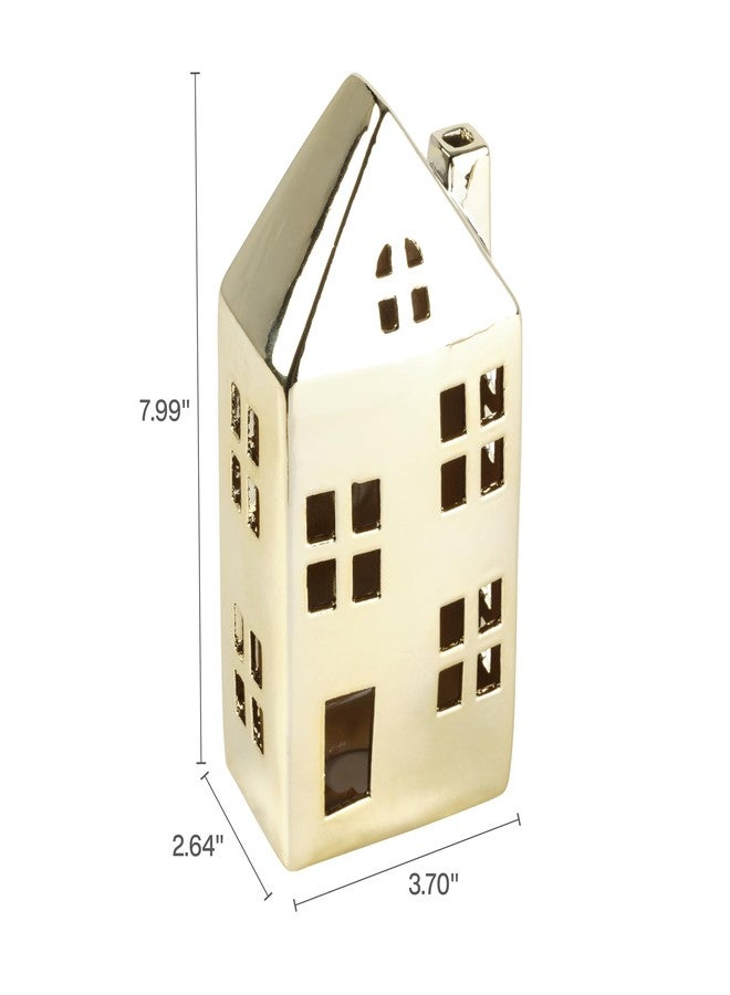 إليمنتس تمثال منزل سيراميكي ذهبي من إيليمنتس، أبعاده 3.7 × 2.64 × 7.99 بوصة، تصميم متين للاستخدام اليومي في المنزل والمطبخ وغرفة الطعام وأماكن الترفيه. - Image 2