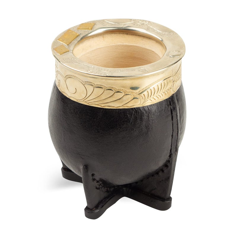 thebmate thebmate Premium Yerba Mate Gourd Original Natural Calabash Teacup  Black Leather Wrapped Handmade in Uruguay  Mate Imperial 