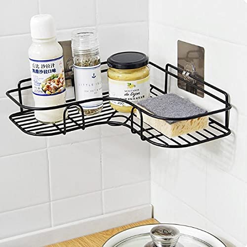 Zinley Stainless Steel Self-Adhesive Metal Storage Organizer Bathroom Corner Rack Shelves (Black) - Image 2