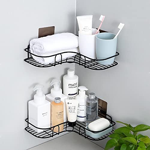 Zinley Stainless Steel Self-Adhesive Metal Storage Organizer Bathroom Corner Rack Shelves (Black) - Image 4
