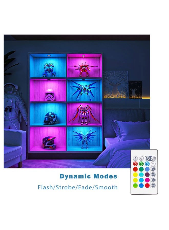 MYPLUS RGB Under Cabinet Lighting, Led Puck Lights with Remote Control Color Changing and Dimmable, Plug-in Wired Kitchen Counter Lights for Cabinet, Counter, Closet, Shelf, Display Case - Image 3