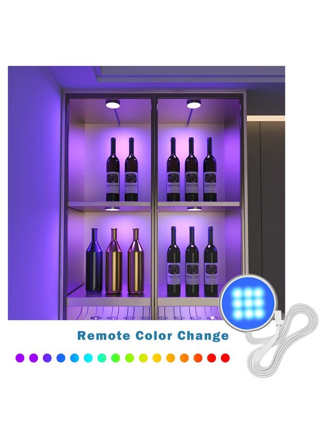 MYPLUS RGB Under Cabinet Lighting, Led Puck Lights with Remote Control Color Changing and Dimmable, Plug-in Wired Kitchen Counter Lights for Cabinet, Counter, Closet, Shelf, Display Case - Image 4