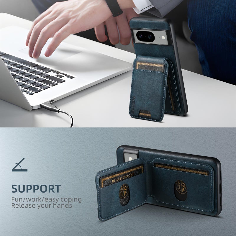 Suteni For Google Pixel 10 Pro H02 Leather Wallet Stand Back Phone Case(Blue) - Image 3