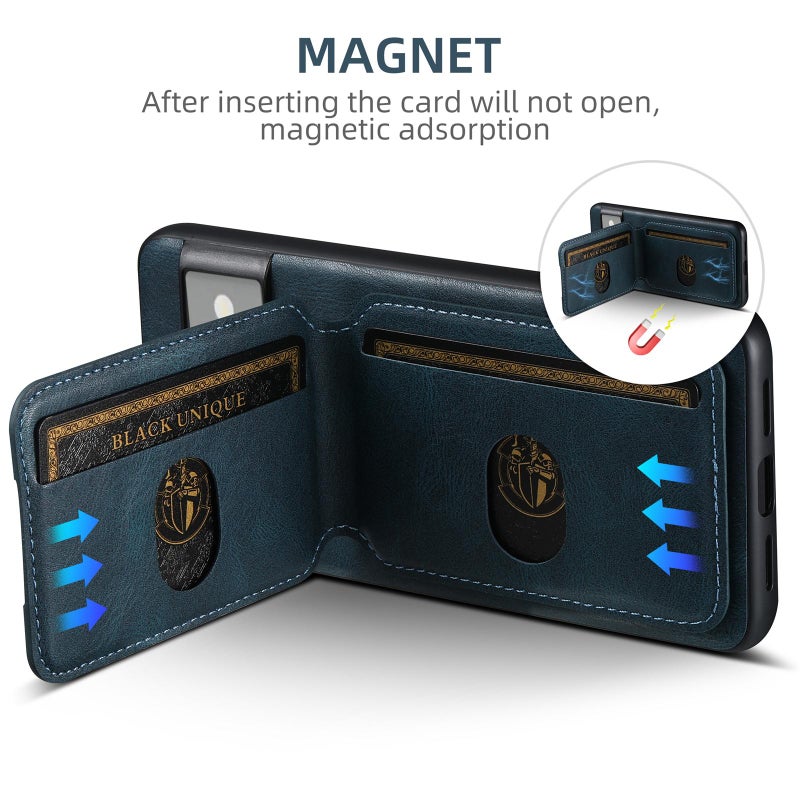 Suteni For Google Pixel 10 Pro H02 Leather Wallet Stand Back Phone Case(Blue) - Image 4