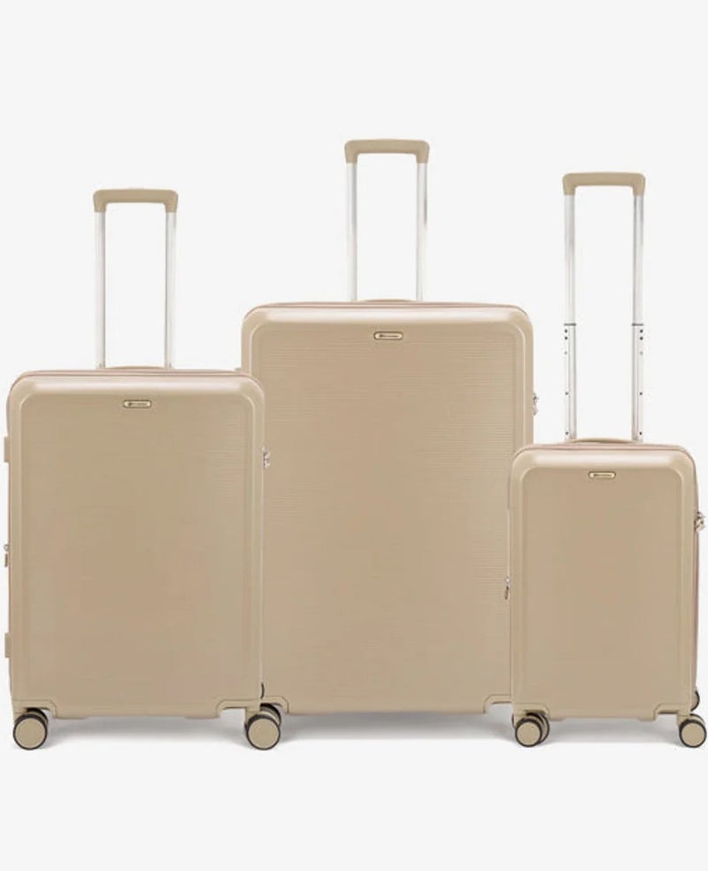 Echolac Sense 3 Piece Hardcase 4-Double Wheeled Expandable Luggage Trolley Set - Gold - Image 1
