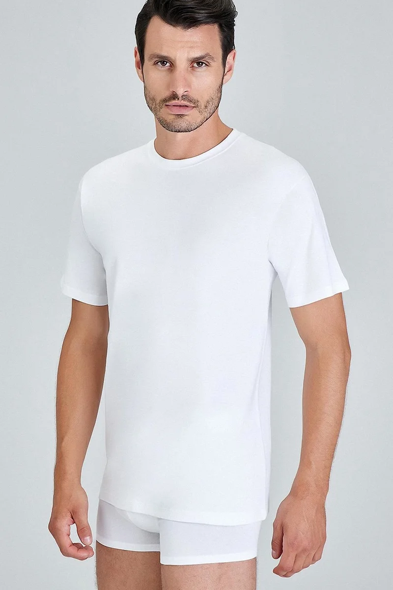 KOM Short Sleeve Zero Collar Cotton Modal Men's Eduardo 2-Pack T-Shirt