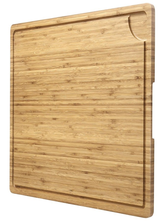 Takywep 24x18 Inch Large Cutting Board for Kitchen, Bamboo Wood Butcher Block Chopping Board with Handles and Juice Grooves, Reversible Cheese Board Charcuterie Serving Tray - Image 1