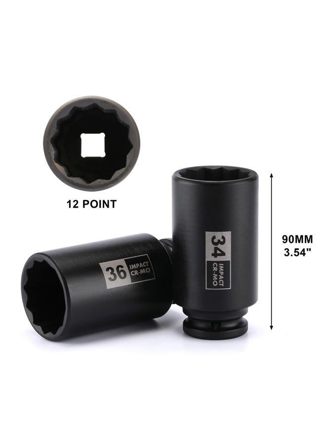 Mayouko 8PCS 1/2" Deep Axle Nut Impact Socket Set, CR-MO, 12 Point Design, Metric, 29,30,32,34,35,36,38,39mm, 1/2 Inch Extra Deep Impact Socket - Image 4