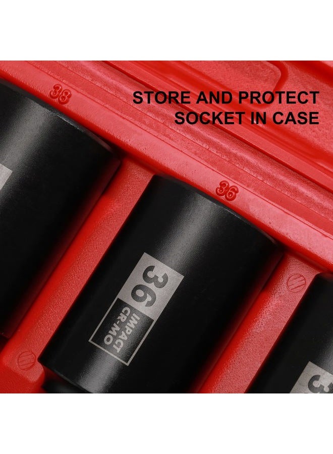 Mayouko 8PCS 1/2" Deep Axle Nut Impact Socket Set, CR-MO, 12 Point Design, Metric, 29,30,32,34,35,36,38,39mm, 1/2 Inch Extra Deep Impact Socket - Image 5