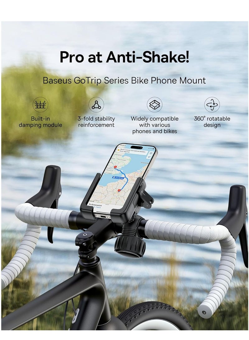 Baseus Universal Bike Phone Mount Holder for Handlebar – 360° Rotation, Shockproof Anti-Slip Grip, Anti-Vibration, Quick Release Clamp for iPhone 16/15/14 Pro Max, Galaxy S25/S24 Ultra, Huawei, Xiaomi, OnePlus – MTB, E-Scooter, Road Bike, Delivery Riders, GPS, 5.7″–7.2″, ABS+Aluminum Build  - Image 2