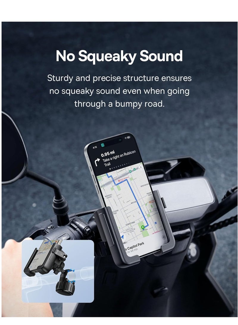 Baseus Universal Bike Phone Mount Holder for Handlebar – 360° Rotation, Shockproof Anti-Slip Grip, Anti-Vibration, Quick Release Clamp for iPhone 16/15/14 Pro Max, Galaxy S25/S24 Ultra, Huawei, Xiaomi, OnePlus – MTB, E-Scooter, Road Bike, Delivery Riders, GPS, 5.7″–7.2″, ABS+Aluminum Build  - Image 3