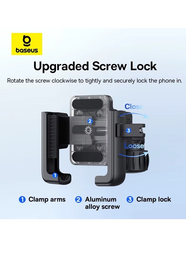 Baseus Universal Bike Phone Mount Holder for Handlebar – 360° Rotation, Shockproof Anti-Slip Grip, Anti-Vibration, Quick Release Clamp for iPhone 16/15/14 Pro Max, Galaxy S25/S24 Ultra, Huawei, Xiaomi, OnePlus – MTB, E-Scooter, Road Bike, Delivery Riders, GPS, 5.7″–7.2″, ABS+Aluminum Build  - Image 5