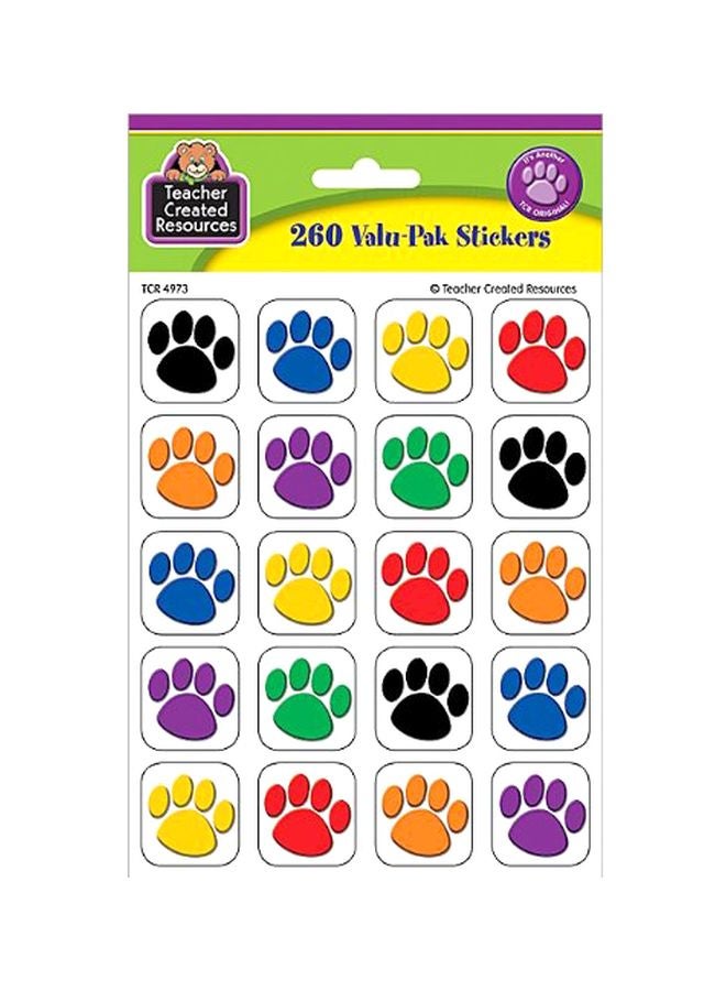 Teacher Created Resources Colorful Paw Print Stickers Value Pack (4973) - Image 1