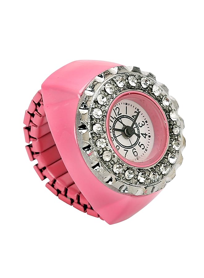 Jewelery Crystal Unisex Finger Ring Watch For Girls Women Men Boys Pink