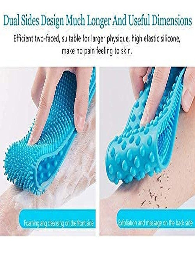 MEECOSTE Silicone Body Back Scrubber Double Side Bathing Brush for Skin Deep Cleaning Massage, Dead Skin Removal Exfoliating Belt for Shower, Easy to Clean, Shower Bath Belt - Image 4