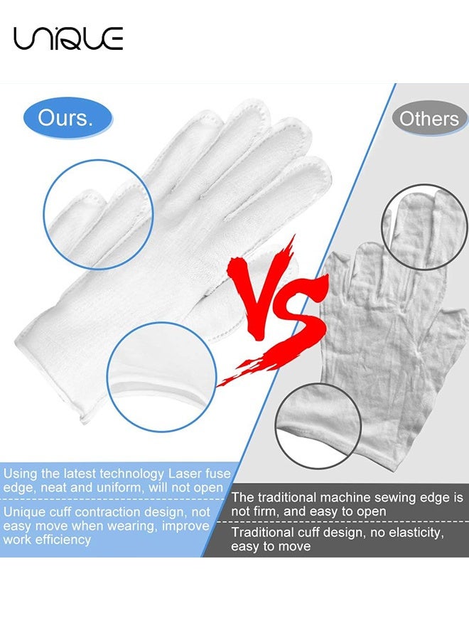 Unique 6 Pairs White Cotton Gloves for Dry Hands Moisturizing Eczema Overnight, Men and Women Stretchable Cloth White Gloves for Coin Jewelry Silver Inspection - Image 4