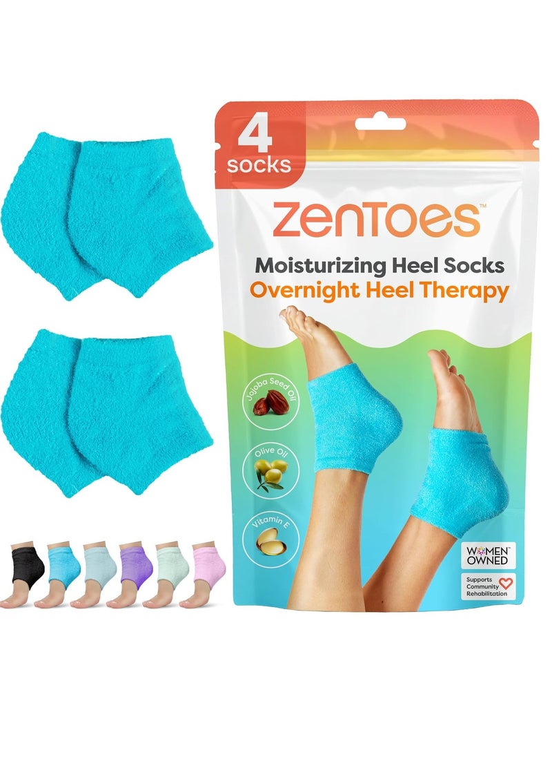 Zentoes ZenToes Moisturizing Fuzzy Sleep Socks with Vitamin E, Olive Oil and Jojoba Seed Oil to Soften and Hydrate Dry Cracked Heels (Regular, Blue)  - Image 1