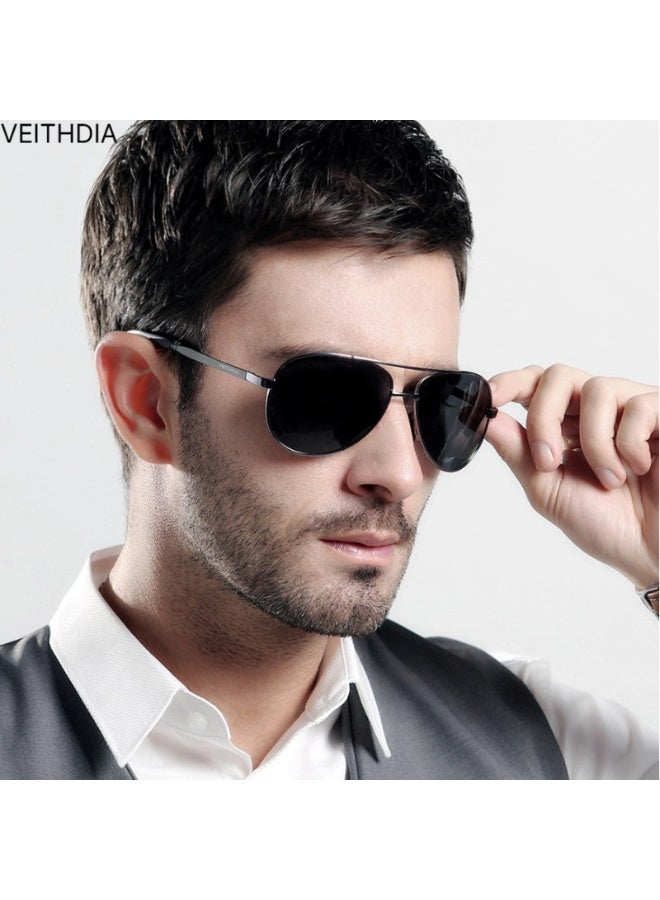 VEITHDIA HD Polarized Aviator Sunglasses for Men & Women – Flexible Hinge, UV400 Protection, Lightweight Metal Frame, Suitable for All Face Shapes – Perfect for Driving, Travel & Daily Wear - Image 2