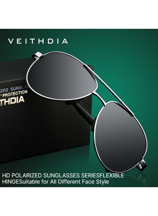 VEITHDIA HD Polarized Aviator Sunglasses for Men & Women – Flexible Hinge, UV400 Protection, Lightweight Metal Frame, Suitable for All Face Shapes – Perfect for Driving, Travel & Daily Wear - Image 3