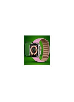 CATANES 2 Packs For Apple Watch Band 49mm Leather Link Strap Magnetic Loop Bracelet and 3D Screen Protector Pink  - Image 1