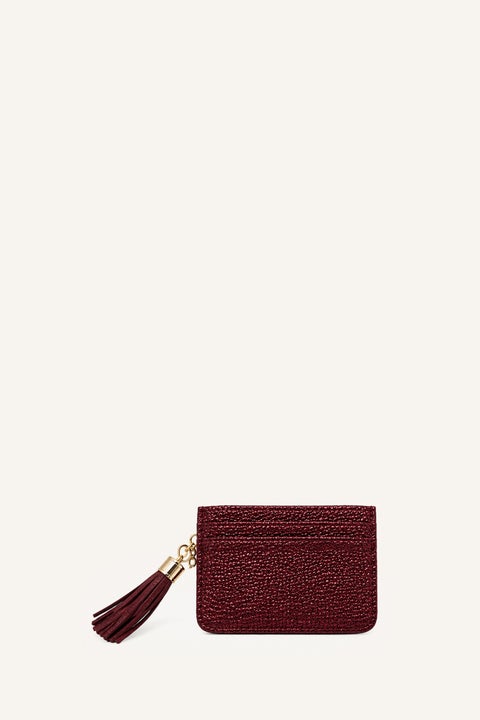 Red Woman Woman Faux Leather Business Card Wallet Casual