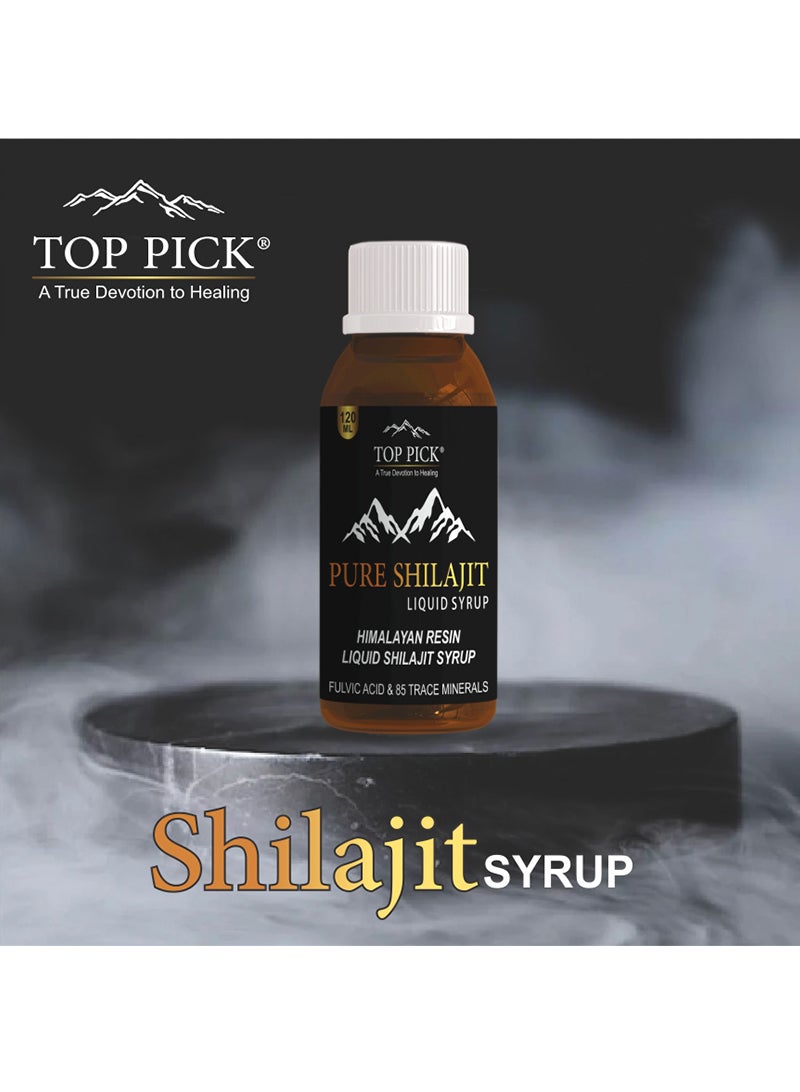 Top Pick Pure Shilajit Liquid Syrup, Rich in Fulvic Acid & 85 Trace Minerals, 120ml