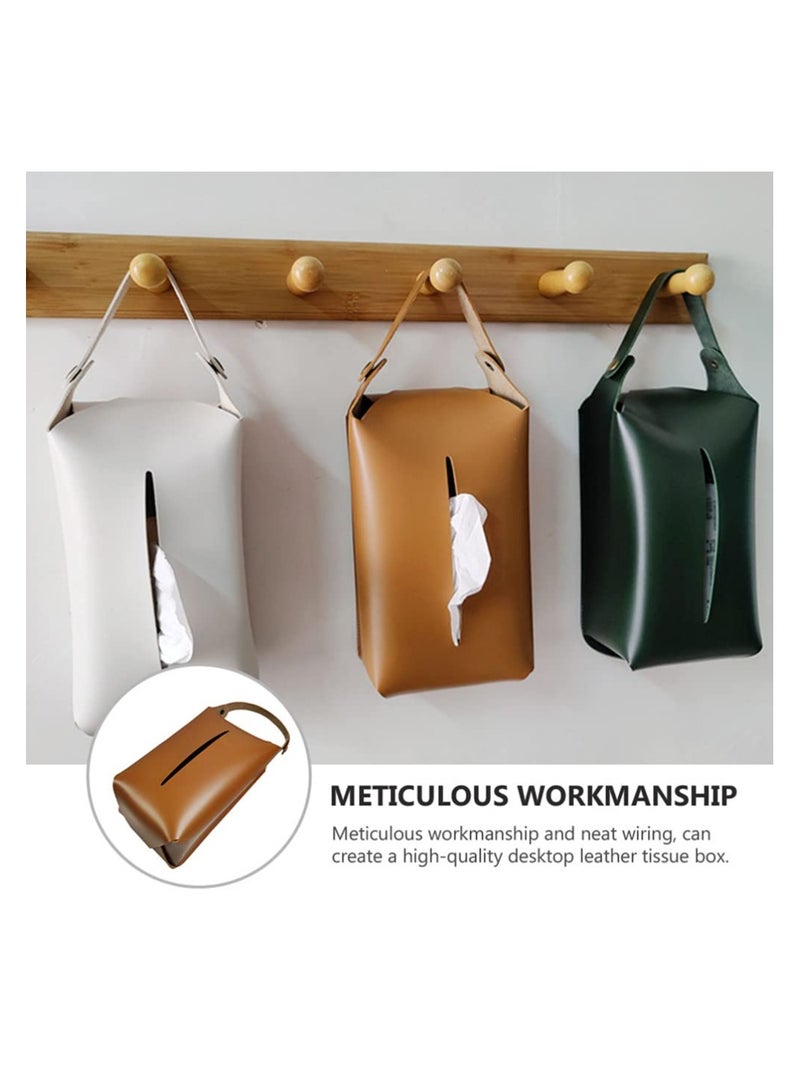 Stylish PU Leather Tissue Box Modern Rectangular Holder for Bathroom and Kitchen Organizing Brown - Image 3
