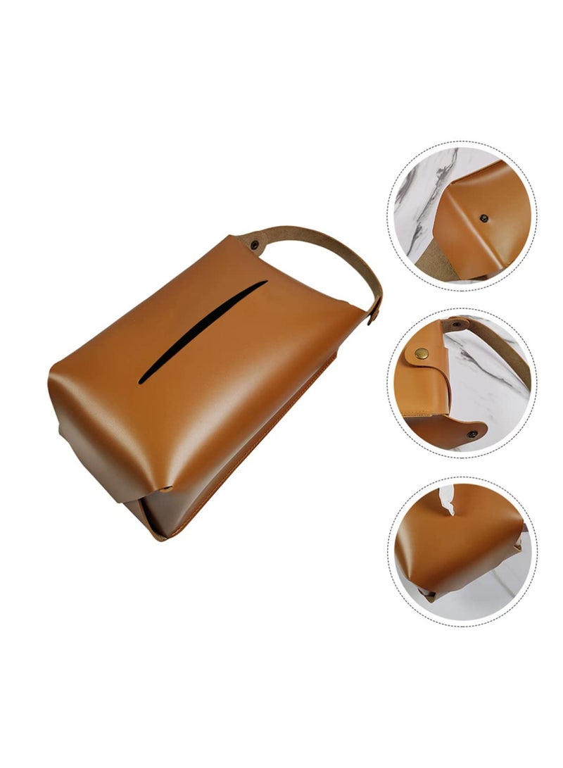 Stylish PU Leather Tissue Box Modern Rectangular Holder for Bathroom and Kitchen Organizing Brown - Image 2