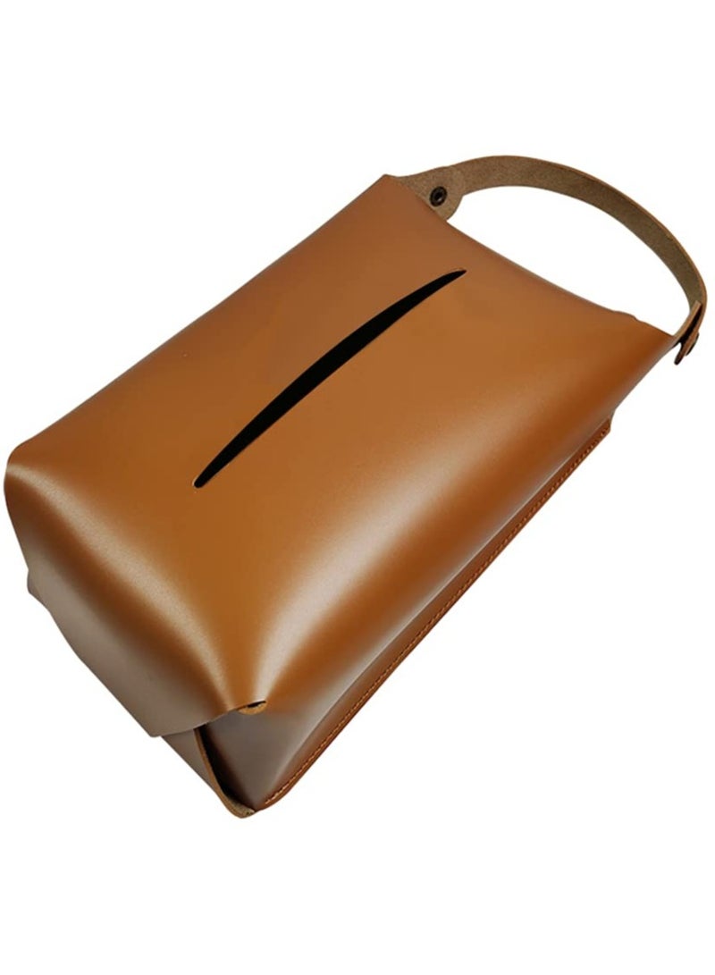 Stylish PU Leather Tissue Box Modern Rectangular Holder for Bathroom and Kitchen Organizing Brown - Image 1