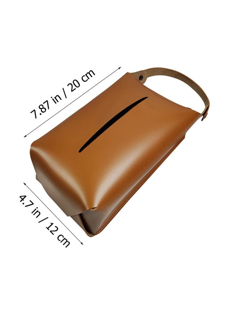 Stylish PU Leather Tissue Box Modern Rectangular Holder for Bathroom and Kitchen Organizing Brown - Image 5