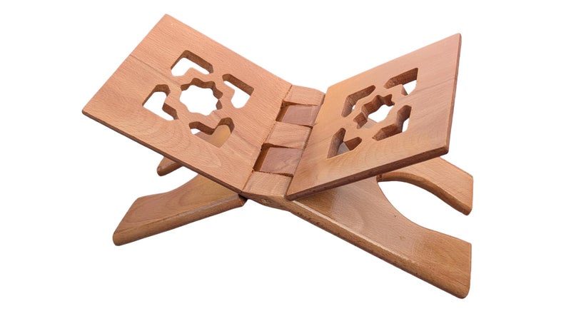 Premium Beech Wood Quran Holder | Foldable with Glossy Lacquer | To Save The Quran While Reciting and Tadber, Suitable for Home or Mosque Use (Large 50 * 17) - Image 1