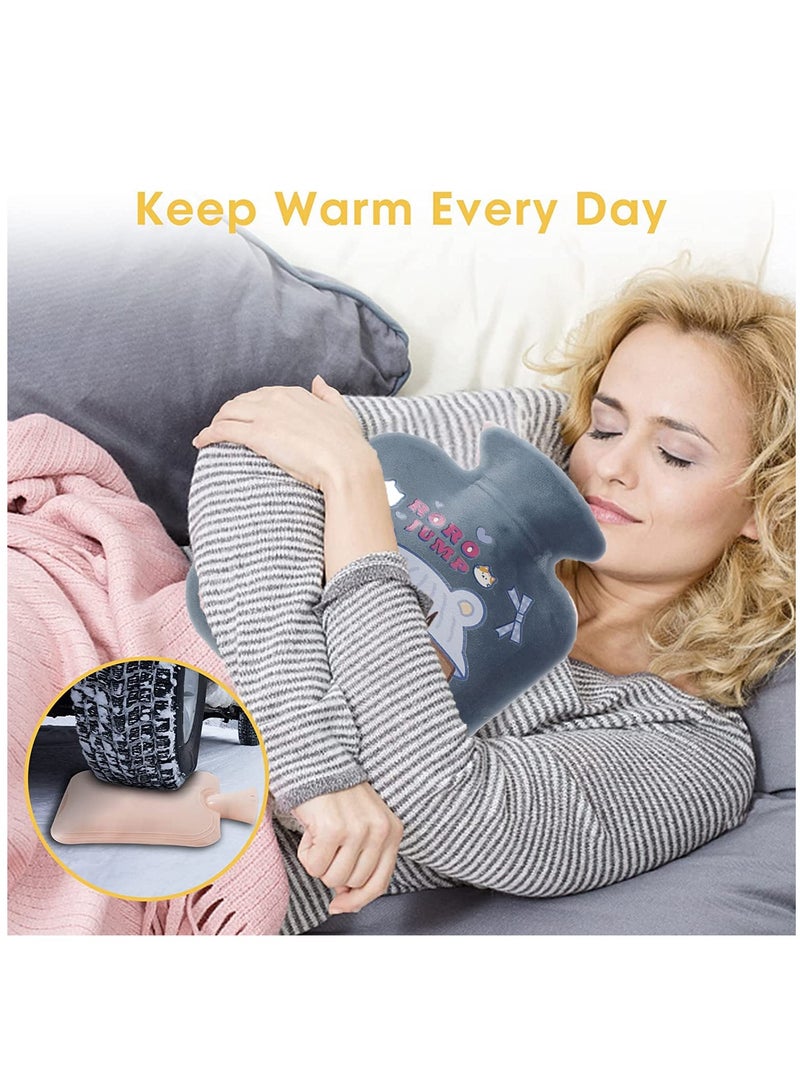 SYOSI Hot Water Bottles, Rubber Mini Water Bag, Removable and Washable Heat Bag, Soft Fluff Hot Water Bottle for Menstrual Cramps, Neck and Shoulder Pain Relief (2 Pack) - Image 2