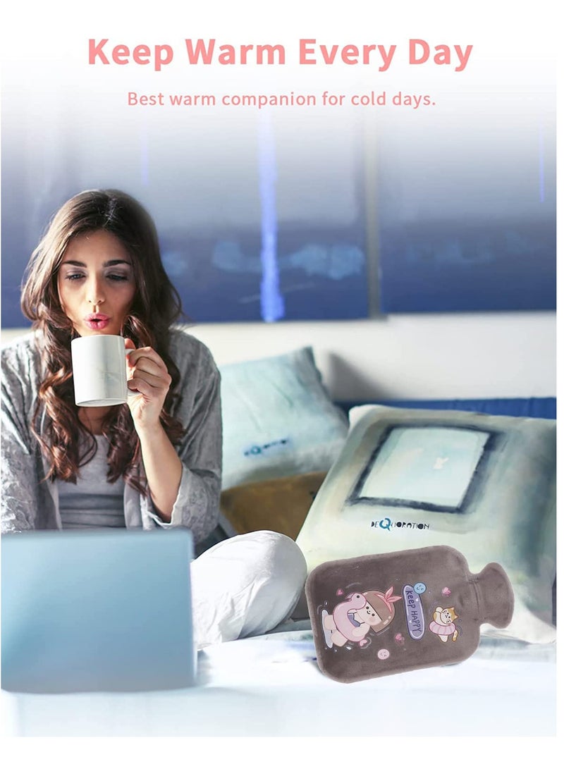 SYOSI Hot Water Bottles, Rubber Mini Water Bag, Removable and Washable Heat Bag, Soft Fluff Hot Water Bottle for Menstrual Cramps, Neck and Shoulder Pain Relief (2 Pack) - Image 5