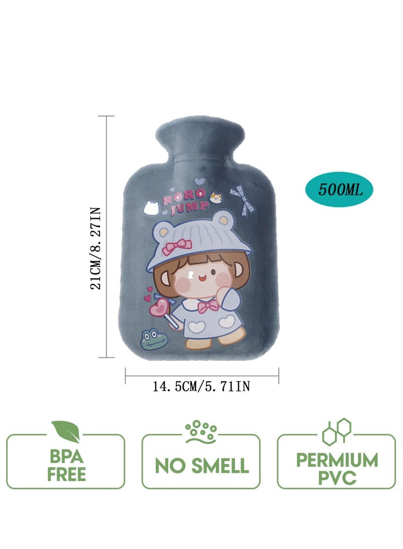 SYOSI Hot Water Bottles, Rubber Mini Water Bag, Removable and Washable Heat Bag, Soft Fluff Hot Water Bottle for Menstrual Cramps, Neck and Shoulder Pain Relief (2 Pack) - Image 3