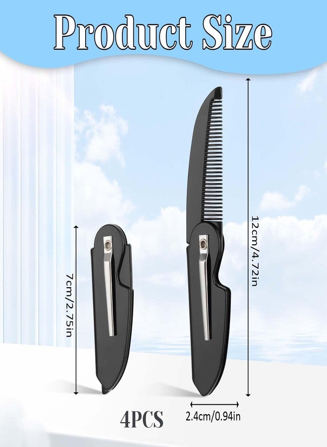 Prasacco 4 قطع مشط شارب قابل للطي مشط لحية محمول فرشاة لحية بأسنان دقيقة فرشاة شارب بلاستيكية مشط شارب مشط جيب صغير للرجال للعناية بشعر الشارب وتصفيفه وتجميله - Image 2