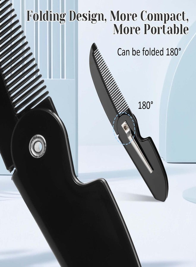 Prasacco 4 قطع مشط شارب قابل للطي مشط لحية محمول فرشاة لحية بأسنان دقيقة فرشاة شارب بلاستيكية مشط شارب مشط جيب صغير للرجال للعناية بشعر الشارب وتصفيفه وتجميله - Image 3